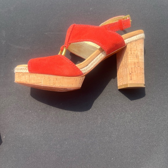Coach Valeann Womens Tulip Platform Suede Sandal - Burnt Orange size 9 - Picture 7 of 10